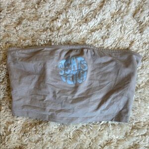 Gray Tube Top with Blue Graphic